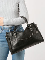 Handtas Leder Basilic pepper Zwart glam BGLA22-vue-porte
