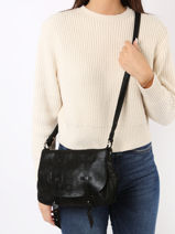 Cross Body Tas Vintage Leder Vintage Leder Mila louise Zwart vintage 3017X-vue-porte