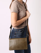 Cross Body Tas Boston Leder Basilic pepper Groen boston BBOS01-vue-porte