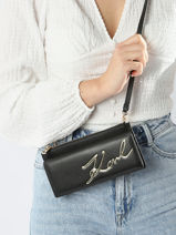 Cross Body Tas K/signature Leder Karl lagerfeld Zwart k signature 240W3203-vue-porte
