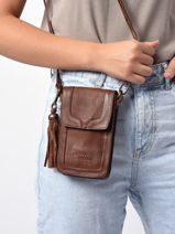 Telefoonetui Leder Basilic pepper Bruin cow BCOW49-vue-porte