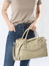 Handtas Leder Basilic pepper Beige glam BGLA22-vue-porte