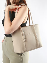 Shoppingtas Small Cabas Leder Nathan baume Beige nathan 6-vue-porte