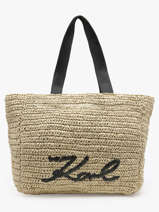 Handtas K Signature Raphia Karl lagerfeld Wit k signature 241W3064