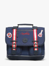 Boekentas 2 Compartimenten Cameleon Blauw vintage family boulanger CA35