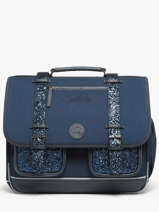 Boekentas Kinderen 3 Compartimenten Cameleon Blauw vintage fantasy CA41