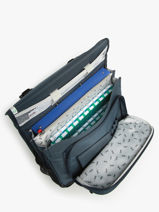 Boekentas Op Wieltjes Kind 2 Compartimenten Cameleon Blauw actual CR38-vue-porte