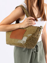 Schoudertas Vintage Leder Mila louise Groen vintage 3764GP-vue-porte