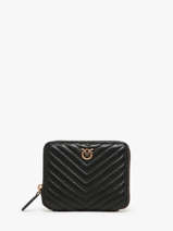 Portefeuille Leder Pinko Zwart love bag quilt A0GK