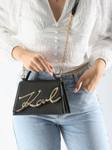 Cross Body Tas K Signature Leder Karl lagerfeld Zwart k signature 240W3004-vue-porte