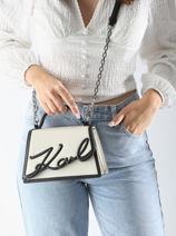 Cross Body Tas K Signature Leder Karl lagerfeld Wit k signature 245W3072-vue-porte