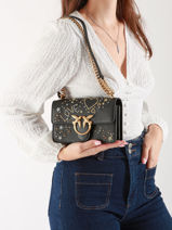 Cross Body Tas Love Bag Icon Leder Pinko Zwart love bag icon A1YW-vue-porte