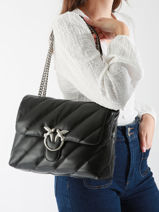 Schoudertas Love Bag Puff Leder Pinko Zwart love bag puff A0F2-vue-porte