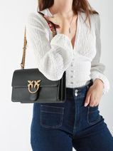 Cross Body Tas Love Bag Icon Leder Pinko Zwart love bag icon A0F1-vue-porte