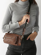 Cross Body Tas Zip Lulu castagnette Bruin zip WILLIAM-vue-porte