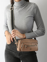 Cross Body Tas Zip Lulu castagnette Bruin zip WILLIAM-vue-porte