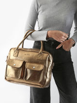 Handtas Le Dandy A4 Leder Paul marius Goud vintage F9774-1-vue-porte