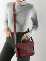 Cross Body Tas La Suite 1960 Leder Paul marius Rood la suite 1960 GEORG960-vue-porte