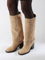 Laarzen Met Hak Selena Uit Leder Alpe Beige women 52841122-vue-porte
