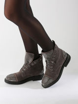 Enkellaarsjes Crosta Uit Leder Alma en pena Grijs women I240752-vue-porte