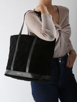 Schoudertas L Cabas Matelass Fluweel Vanessa bruno Zwart cabas 42V40315-vue-porte