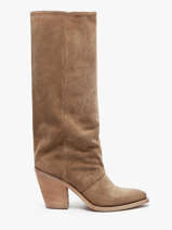 Laarzen Met Hak Stivali Tubo Uit Leder Metisse Beige women XD961