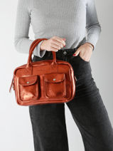 Cross Body Tas Le Dandy S Ginger Leder Paul marius Oranje ginger DANDSGIN-vue-porte