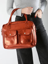 Handtas Le Dandy Ginger Leder Paul marius Oranje ginger DANDYGIN-vue-porte