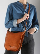 Cross Body Tas Barcelone Leder Basilic pepper Bruin barcelone BBAC02-vue-porte