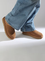 Boots Classic Ultra Mini Maxi Curly Uit Leder Ugg Beige women 1158263-vue-porte