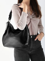 Schoudertas Caviar Leder Milano Zwart caviar CA24069-vue-porte