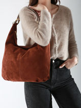 Schoudertas Velvet Milano Bruin velvet VE24092-vue-porte