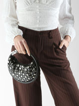 Cross Body Tas Domino Leder En Studs Sonia rykiel Zwart domino MA002S1S-vue-porte