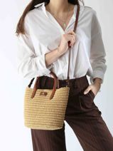 Handstas S Brie Raffia En Leder Lauren ralph lauren Beige brie 31962120-vue-porte
