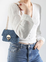 Cross Body Tas Moon Linnen Vanessa bruno Blauw moon 70V40326-vue-porte