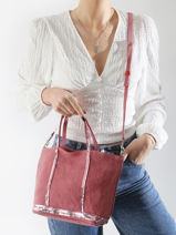 Handtas Cabas Linnen En Pailletten Vanessa bruno Roze cabas lin 31V40435-vue-porte