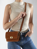 Cross Body Tas Velvet Leder Milano Bruin velvet VE24115-vue-porte