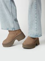 Boots Met Platformzool Classic Ultra Mini Uit Leder Ugg Bruin women 1158311-vue-porte