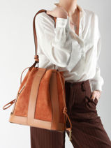 Bucket Bag M Elles Leder Lancel Bruin elles A13360-vue-porte
