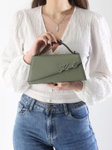 Cross Body Tas K Signature Leder Karl lagerfeld Groen k signature A1W30458-vue-porte