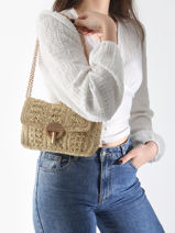 Crossbody Tas Moyen Moon Raffia Vanessa bruno Goud moon raphia 91V40533-vue-porte