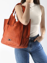 Schoudertas Heritage Leder Biba Oranje heritage HOM1L-vue-porte