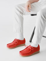 Derby Veterschoenen Wallabee Uit Leder Clarks Rood men 26180921-vue-porte