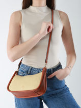 Cross Body Tas Raphia Raphia Lulu castagnette Bruin raphia YASSIR-vue-porte