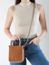 Handtas Raphia Lulu castagnette Bruin raphia YASMINA-vue-porte
