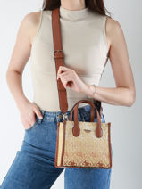 Cross Body Tas Silvana Raphia Guess Bruin silvana SW866577-vue-porte