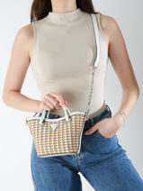 Cross Body Tas Atalia Raphia Guess Wit atalia WG964775-vue-porte