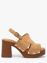 Sandalen Met Hak Carbini Uit Leder Coco abricot Bruin women V3107B