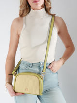 Cross Body Tas Raphia Papier Lulu castagnette Groen raphia YAUCOURT-vue-porte