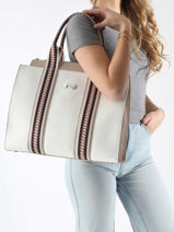 Shopper Nina Canvas En Leder Nathan baume Wit solar NINA-vue-porte